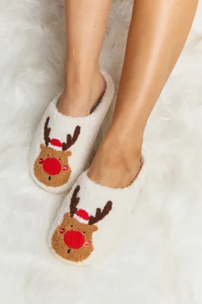 Melody Rudolph Print Christmas Plush Slide Slippers