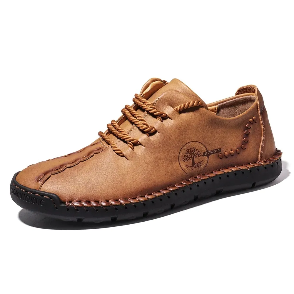 Men's handmade leather casual sneakers loafers