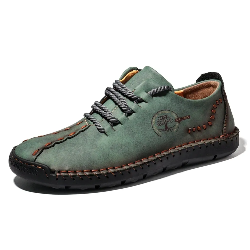 Men's handmade leather casual sneakers loafers