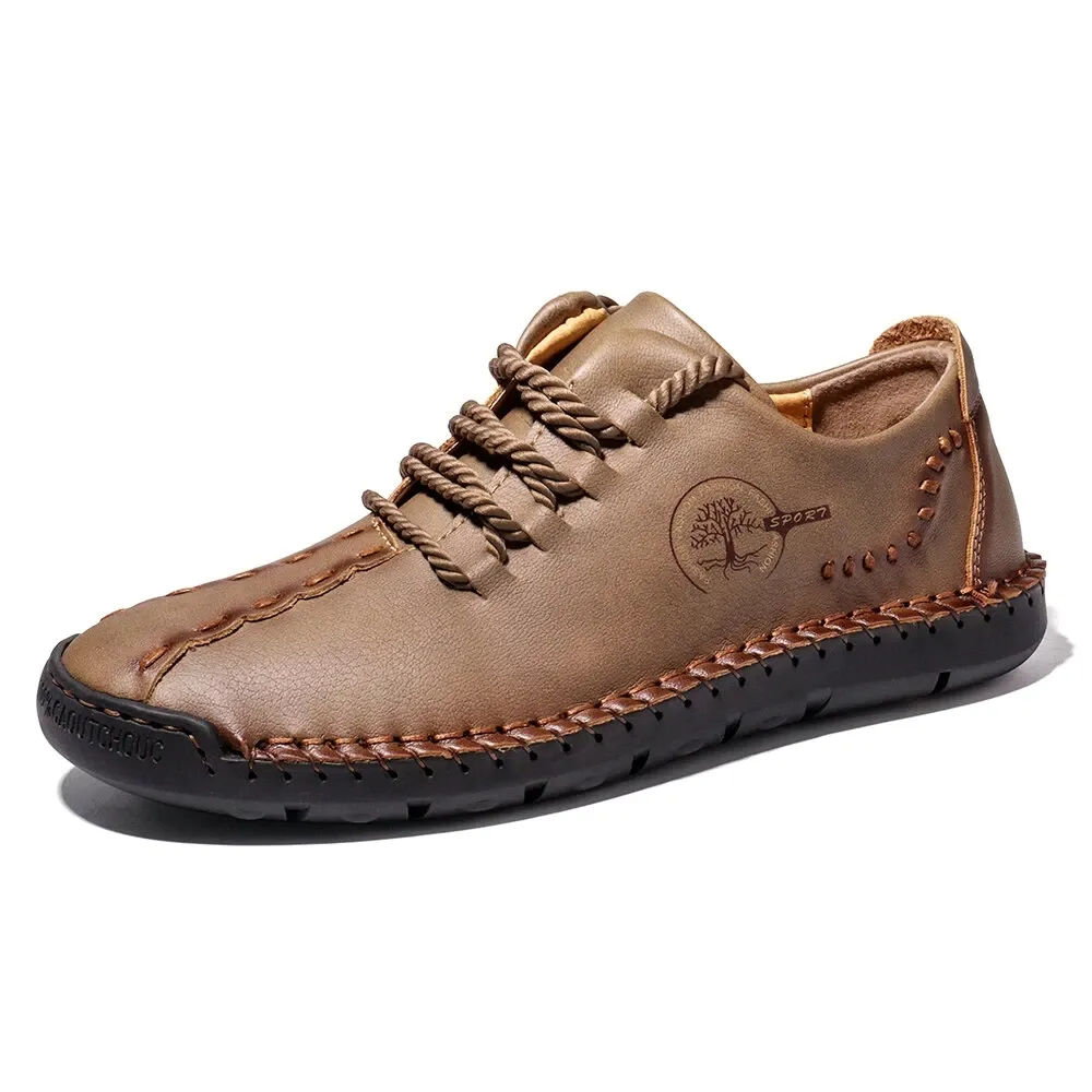 Men's handmade leather casual sneakers loafers