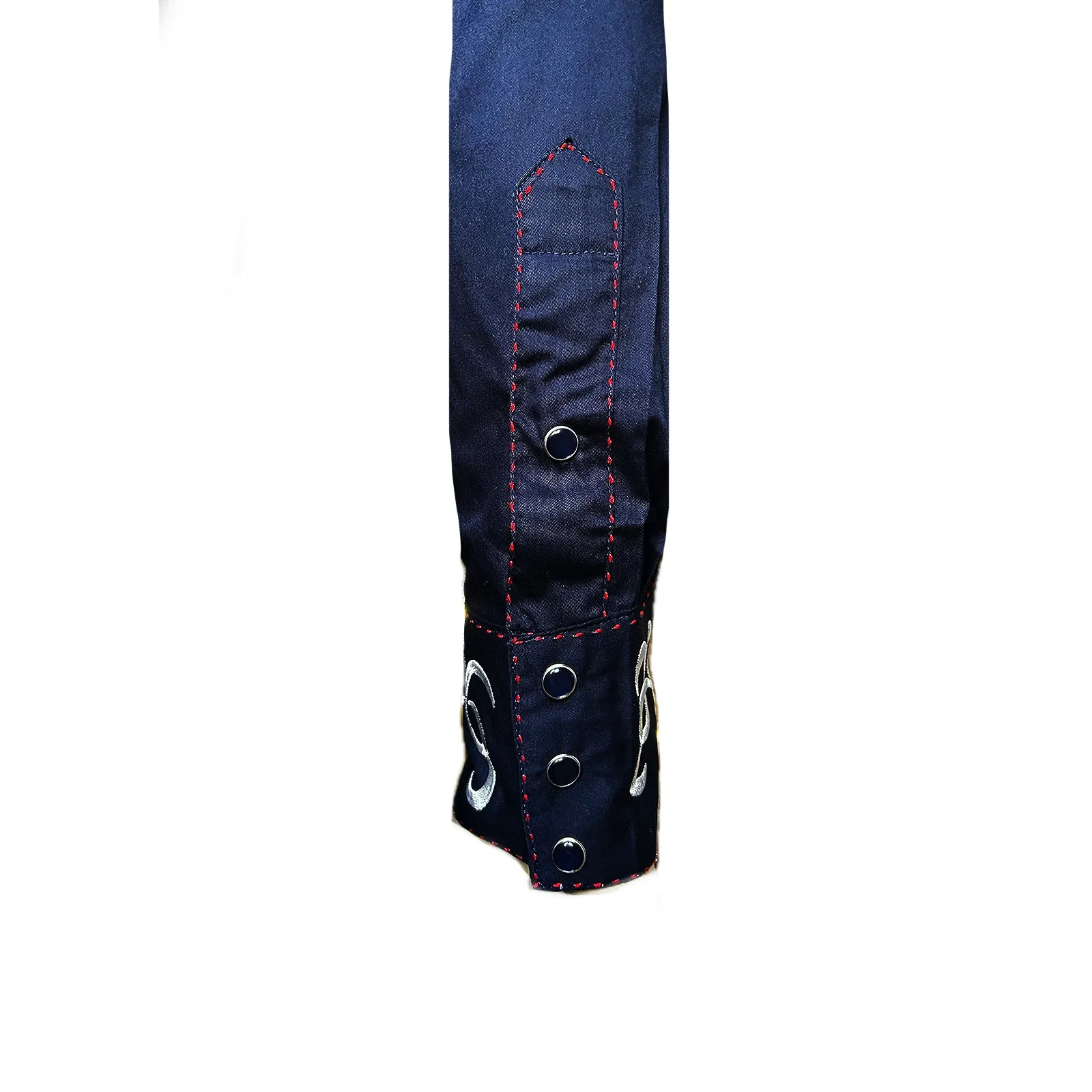 Men's Navy Art Deco Floral Embroidered Western Shirt