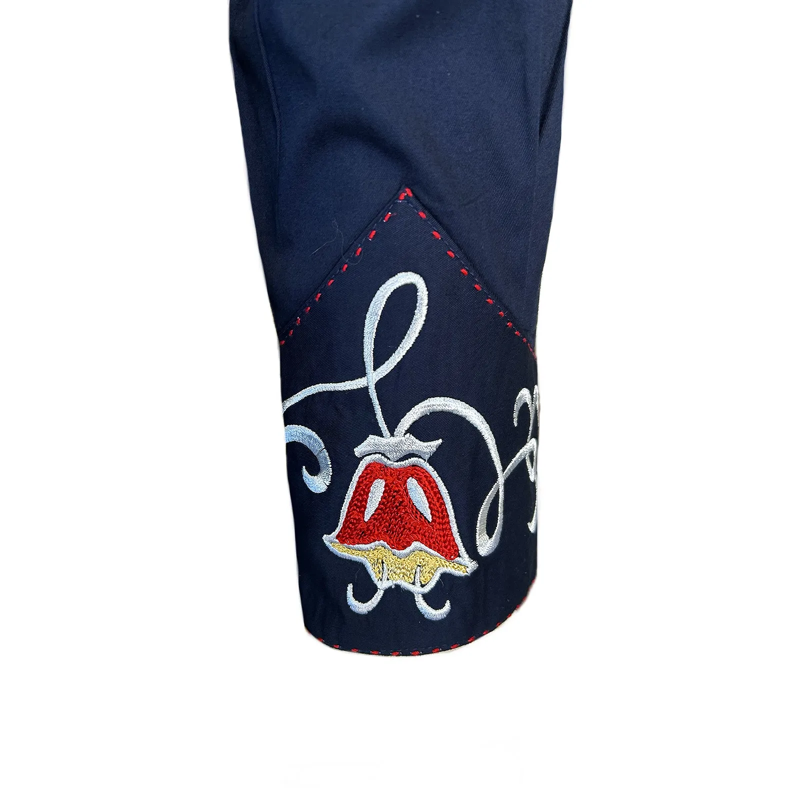 Men's Navy Art Deco Floral Embroidered Western Shirt