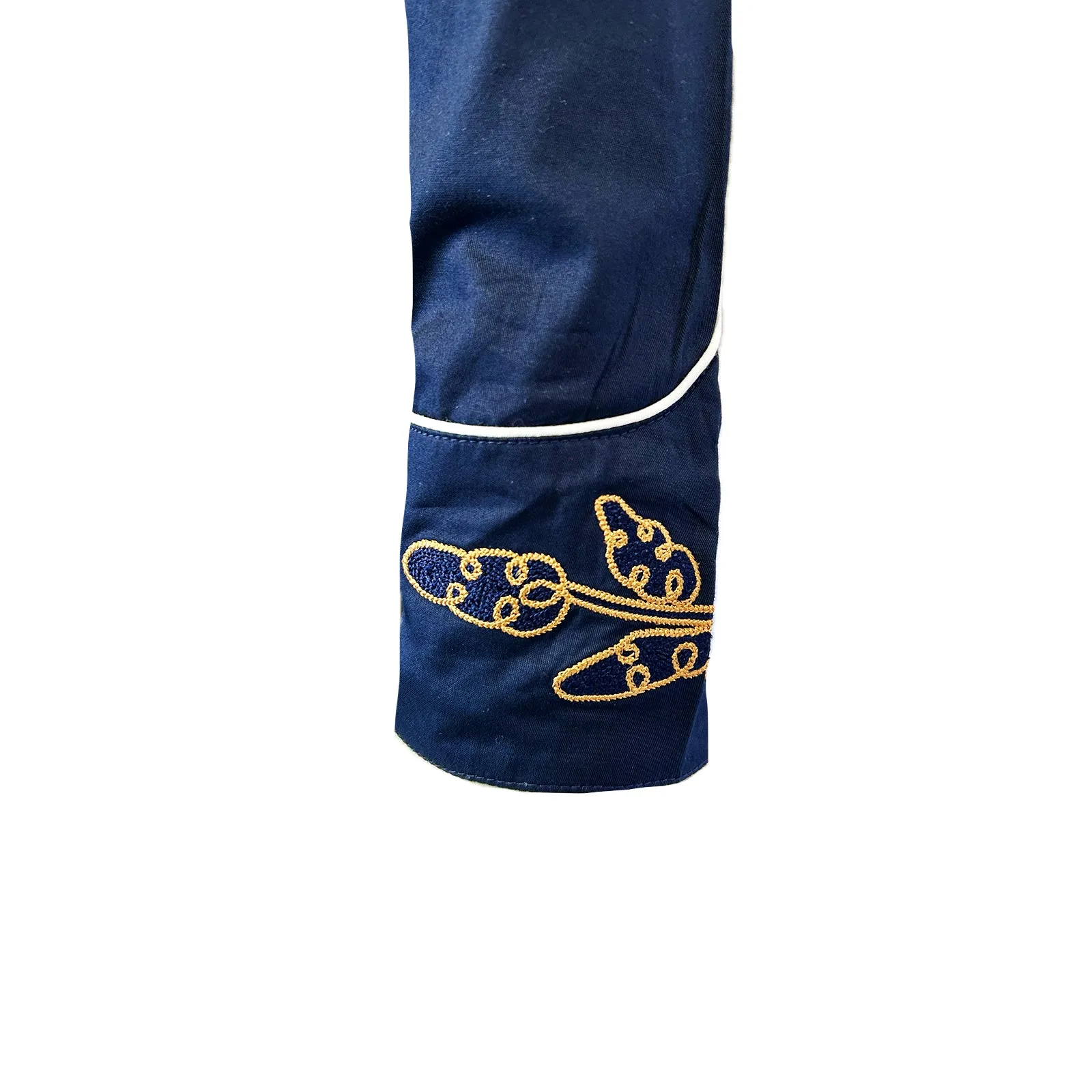 Men's Vintage Navy Floral Embroidered Western Shirt