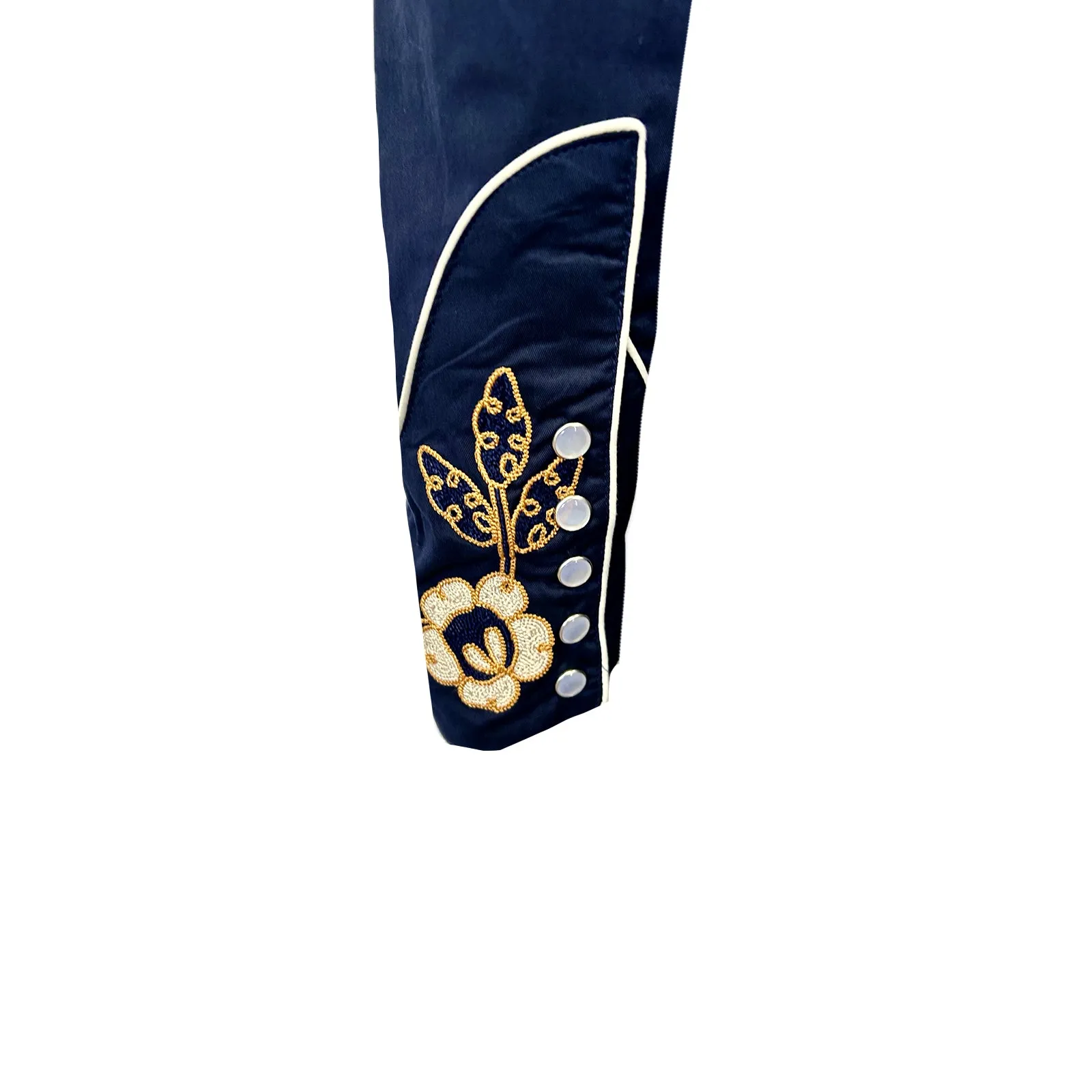 Men's Vintage Navy Floral Embroidered Western Shirt