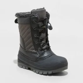 New - All In Motion Kids Faux Fur Elastic Laces Ankle Winter Boots Waterproof