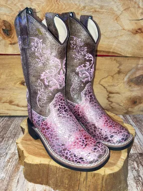 Old West Toddler/Child Antique Pink/Brown Crackle Boot