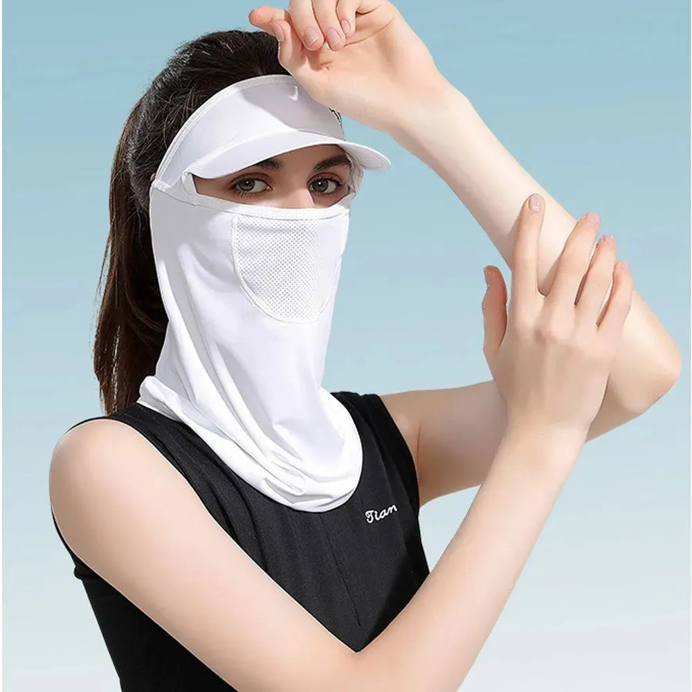 Outdoor Cycling Ice Silk Sunscreen Mask Men Women Riding UV Protect Neckline Sun Proof Mask Summer Face Cover With Brim