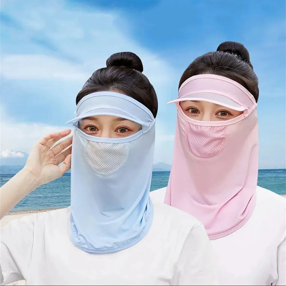 Outdoor Cycling Ice Silk Sunscreen Mask Men Women Riding UV Protect Neckline Sun Proof Mask Summer Face Cover With Brim