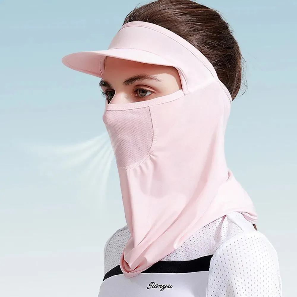 Outdoor Cycling Ice Silk Sunscreen Mask Men Women Riding UV Protect Neckline Sun Proof Mask Summer Face Cover With Brim