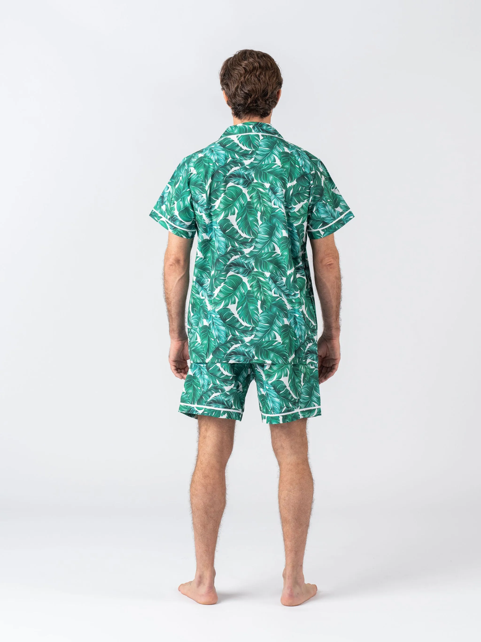 Personalised Men's Satin Pyjama Set - Hamptons Short Sleeve