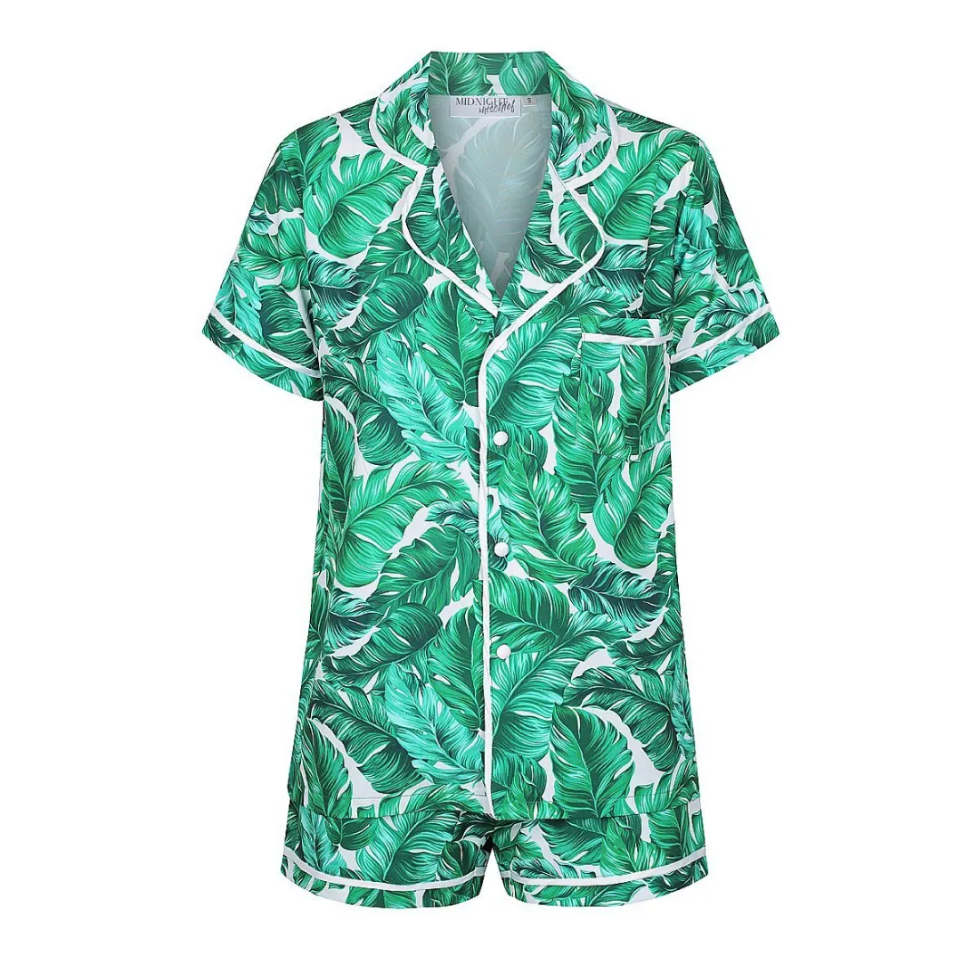 Personalised Men's Satin Pyjama Set - Hamptons Short Sleeve