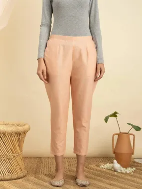 Pink Solid Cotton Trousers