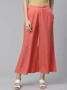 Pink Striped Cotton Palazzos