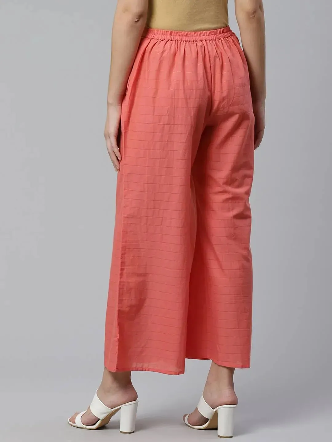 Pink Striped Cotton Palazzos