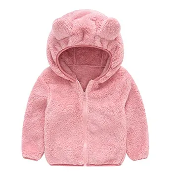 Plush Baby Jacket Thicken Warm Winter Jackets For Girls Fashion Infant Hooded Coat Outwear 1-4 Year Toddler Girl