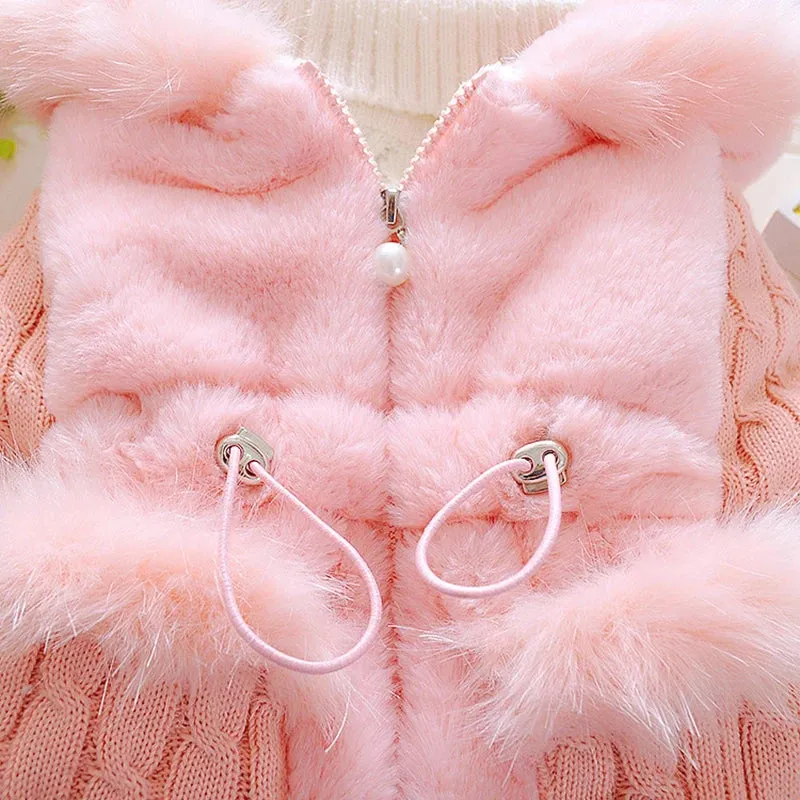 Plush Baby Jacket Thicken Warm Winter Jackets For Girls Fashion Infant Hooded Coat Outwear 1-4 Year Toddler Girl