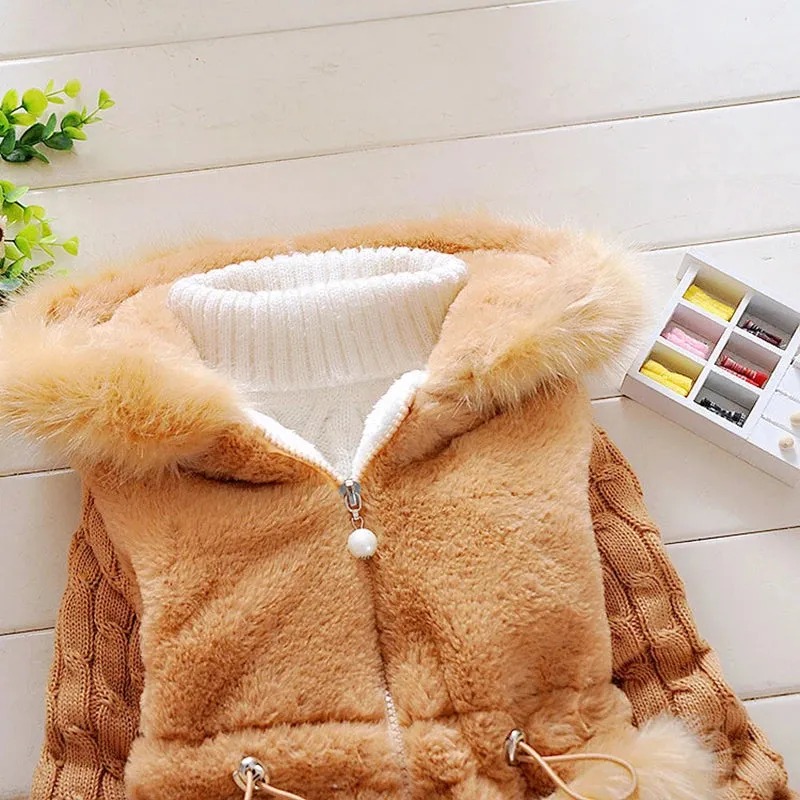 Plush Baby Jacket Thicken Warm Winter Jackets For Girls Fashion Infant Hooded Coat Outwear 1-4 Year Toddler Girl
