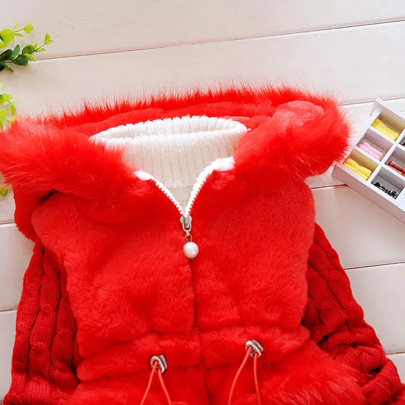 Plush Baby Jacket Thicken Warm Winter Jackets For Girls Fashion Infant Hooded Coat Outwear 1-4 Year Toddler Girl
