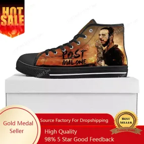 Post Malone High Top Sneakers – Black Canvas Shoes for Men & Women