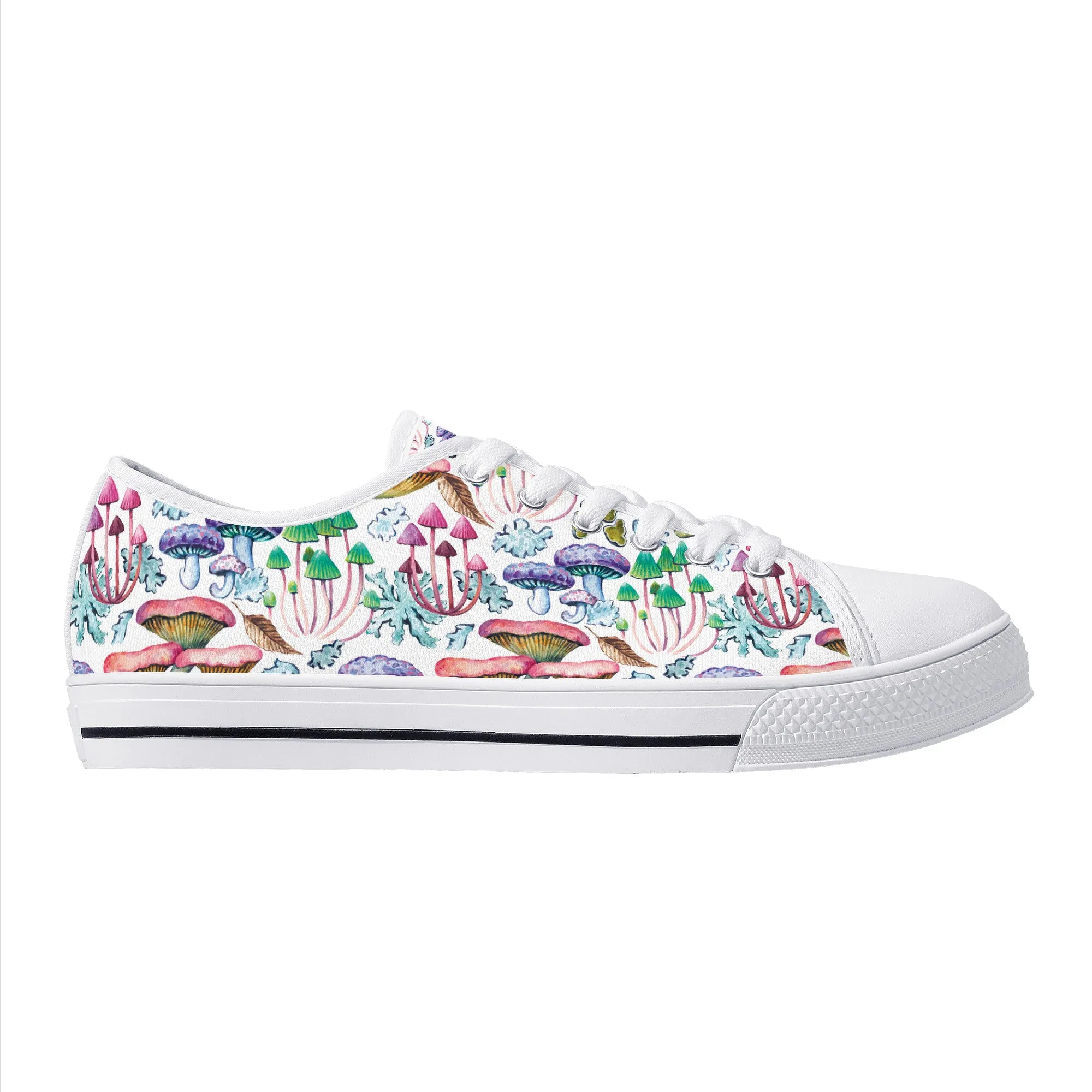 Psychedelic Mushroom Garden Print Canvas Sneakers