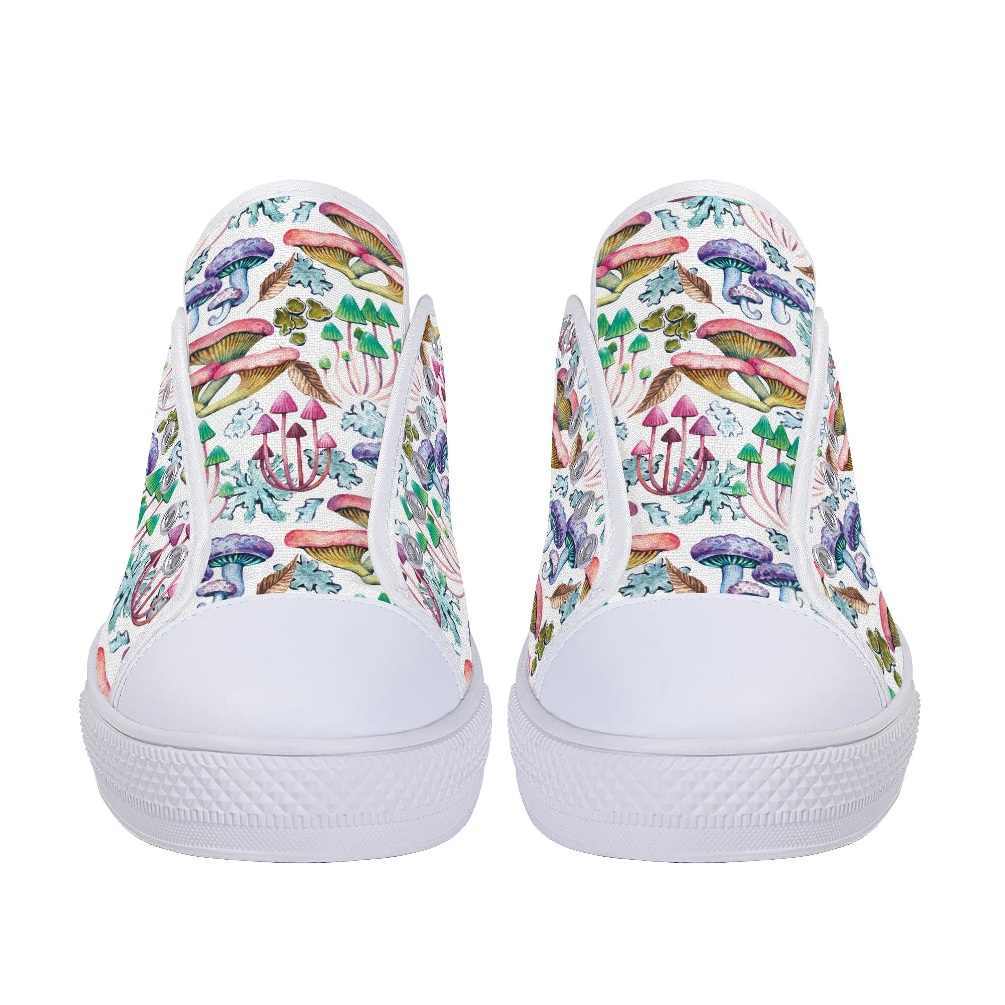 Psychedelic Mushroom Garden Print Canvas Sneakers