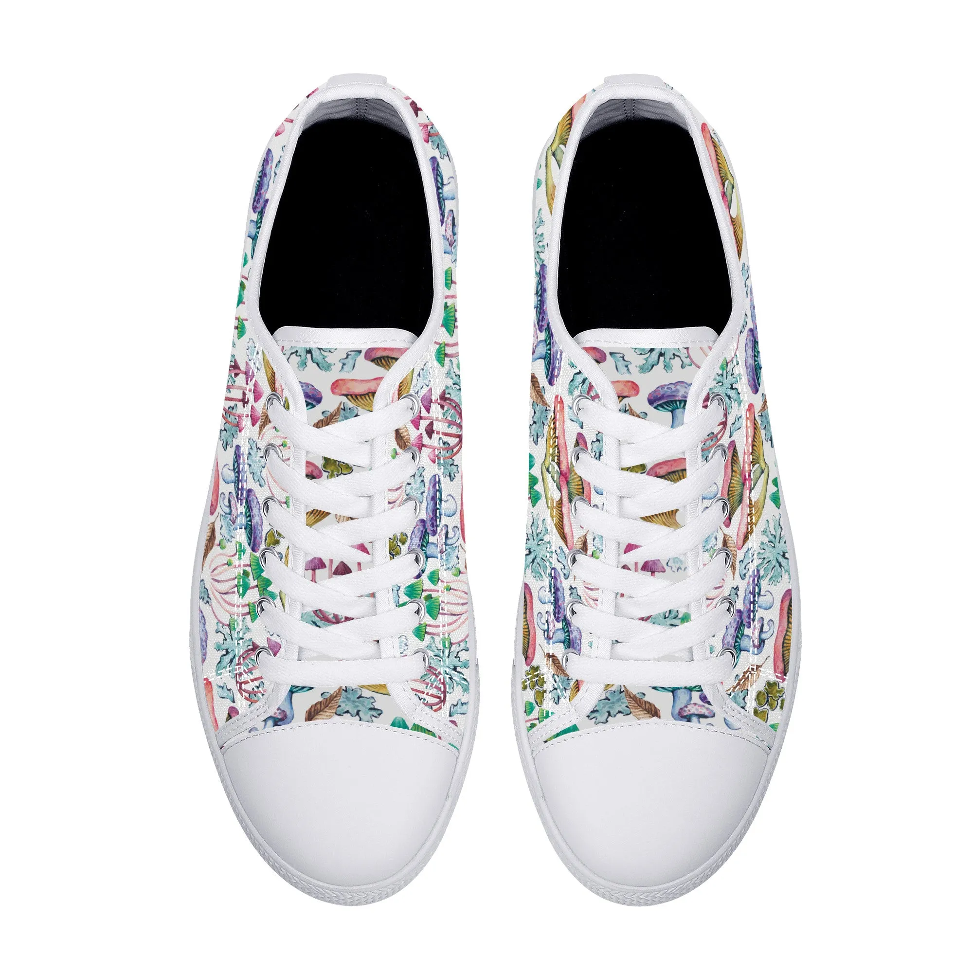 Psychedelic Mushroom Garden Print Canvas Sneakers
