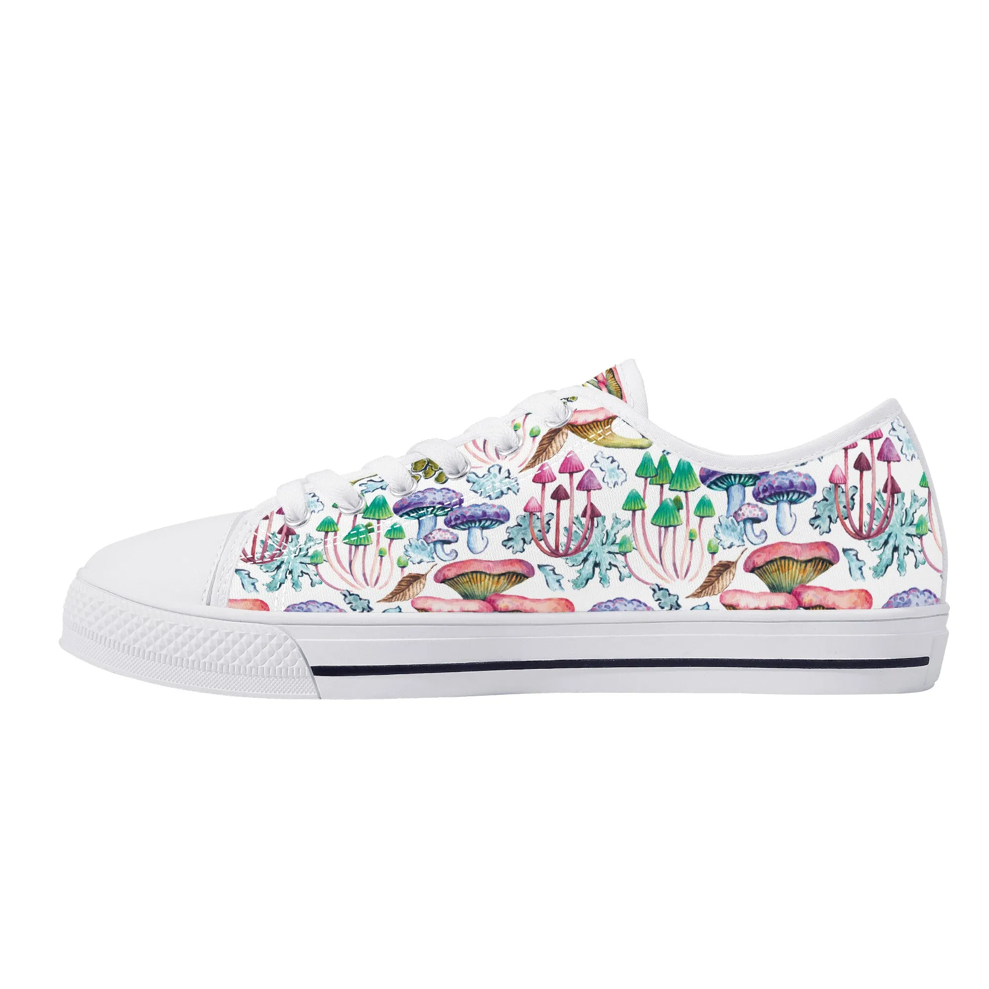Psychedelic Mushroom Garden Print Canvas Sneakers
