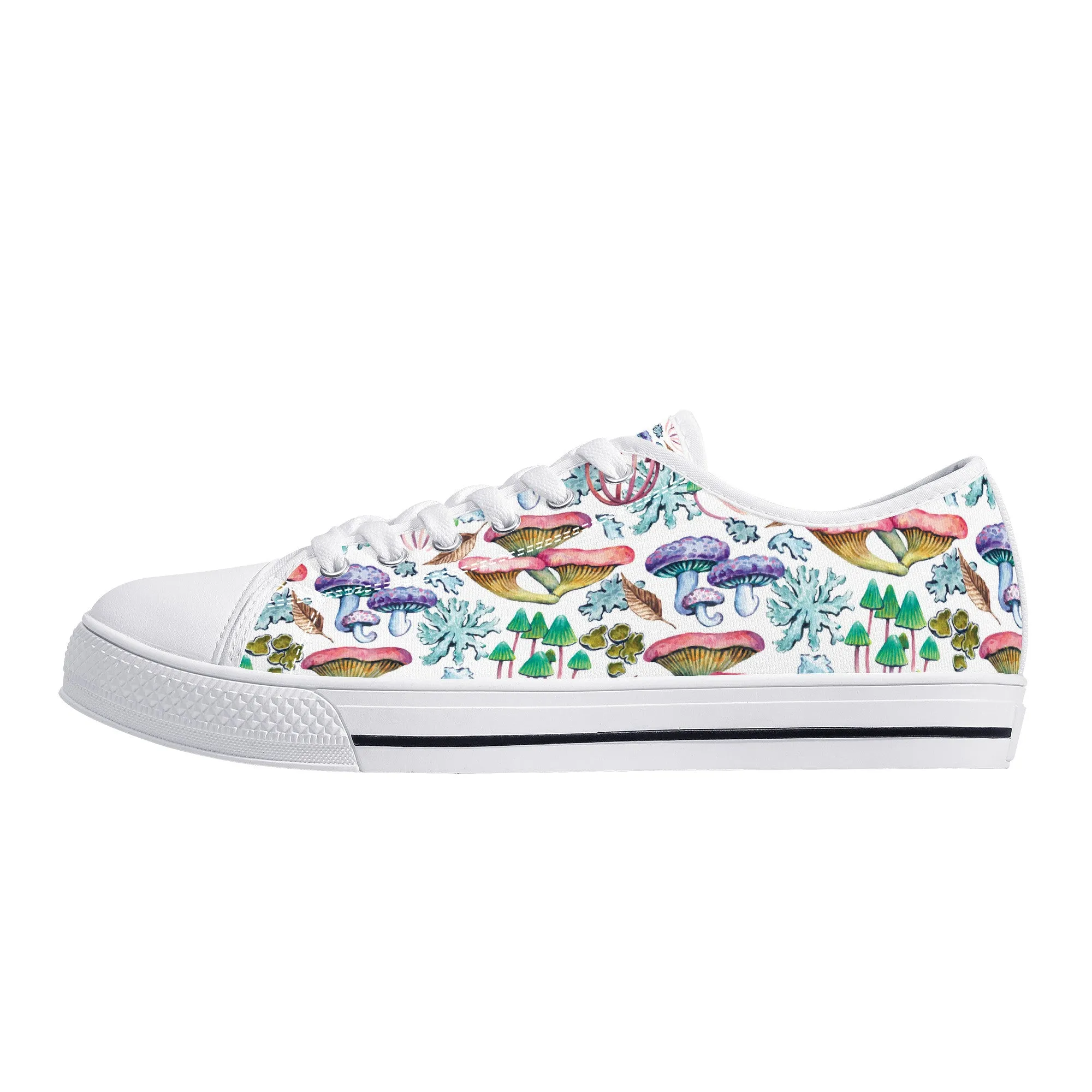 Psychedelic Mushroom Garden Print Canvas Sneakers