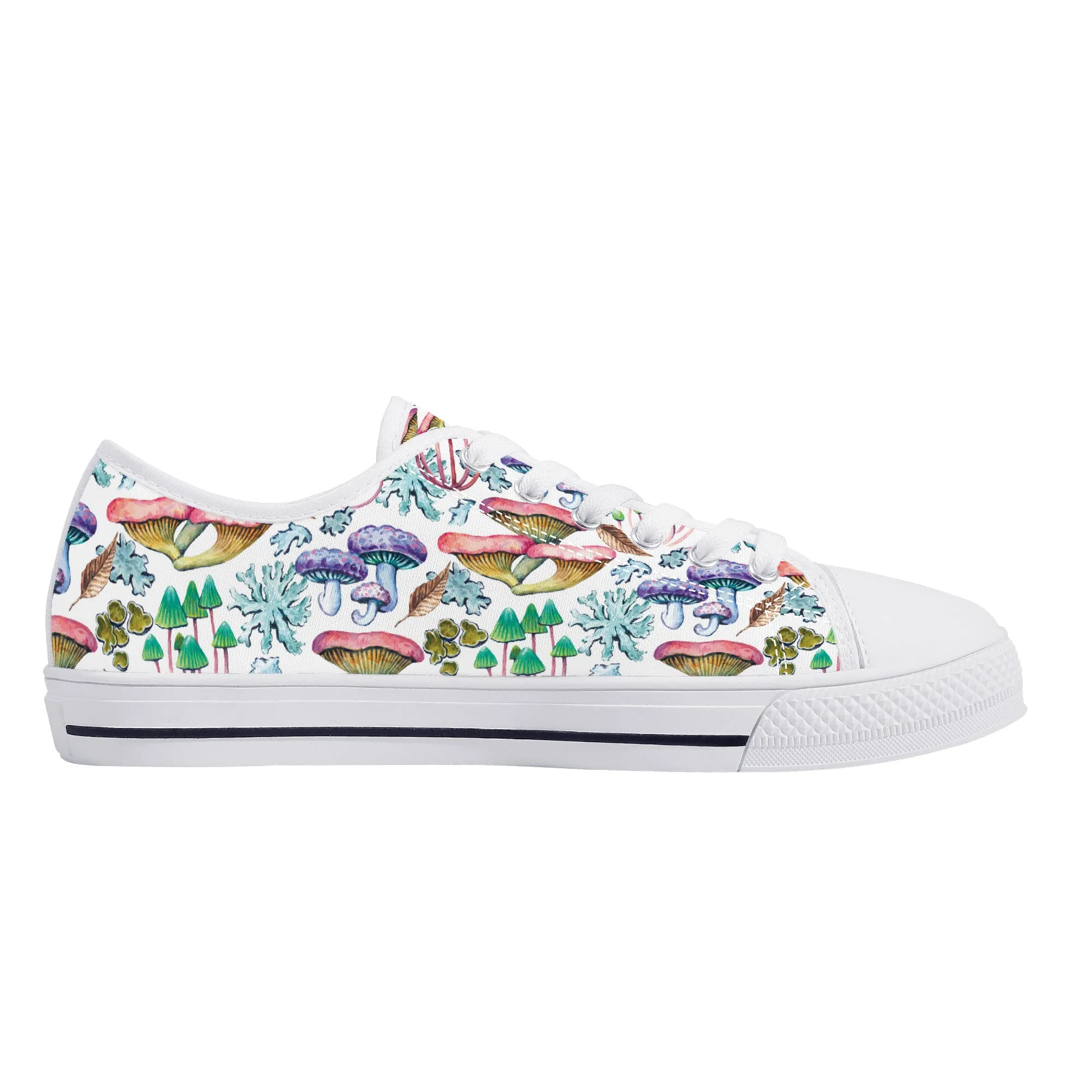 Psychedelic Mushroom Garden Print Canvas Sneakers