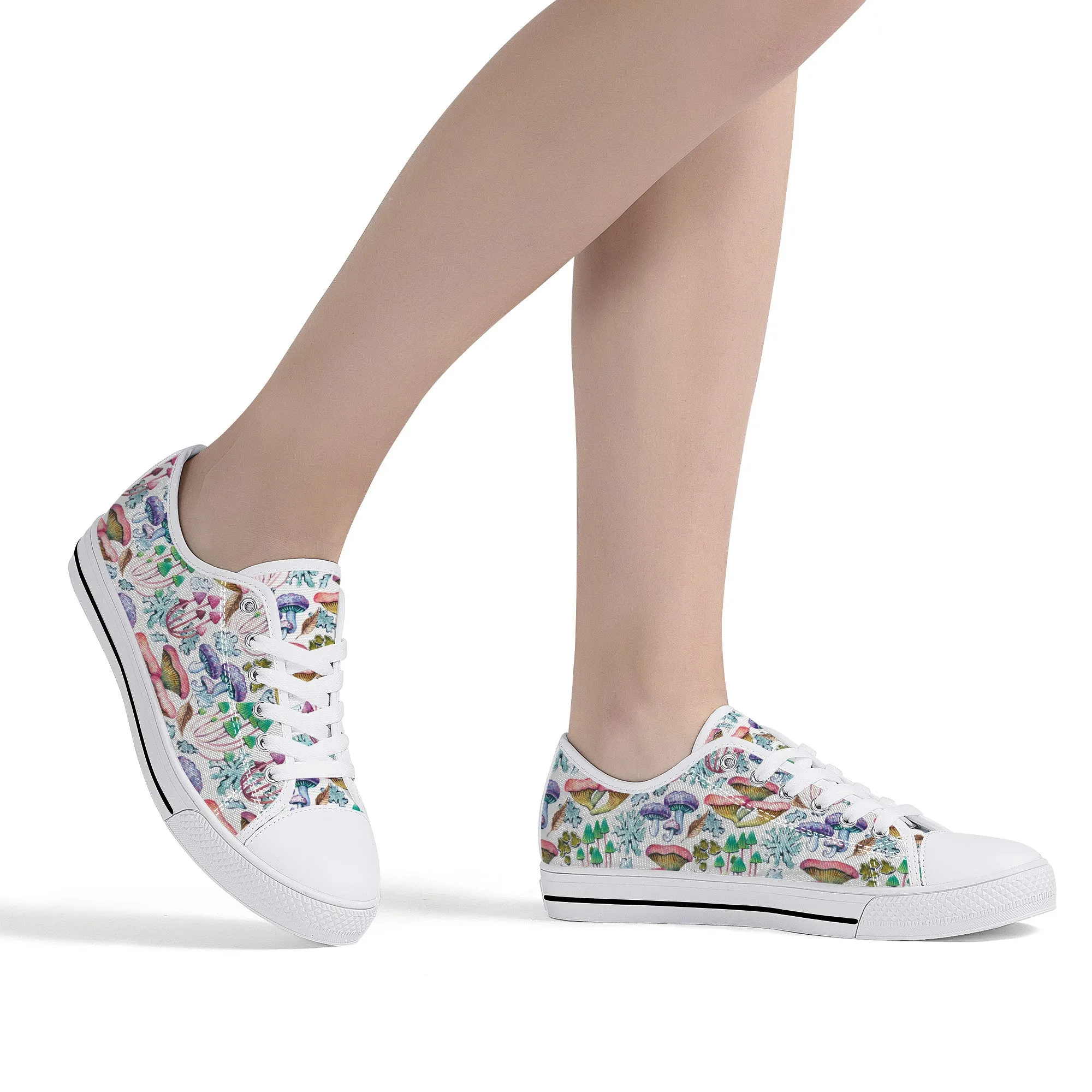 Psychedelic Mushroom Garden Print Canvas Sneakers