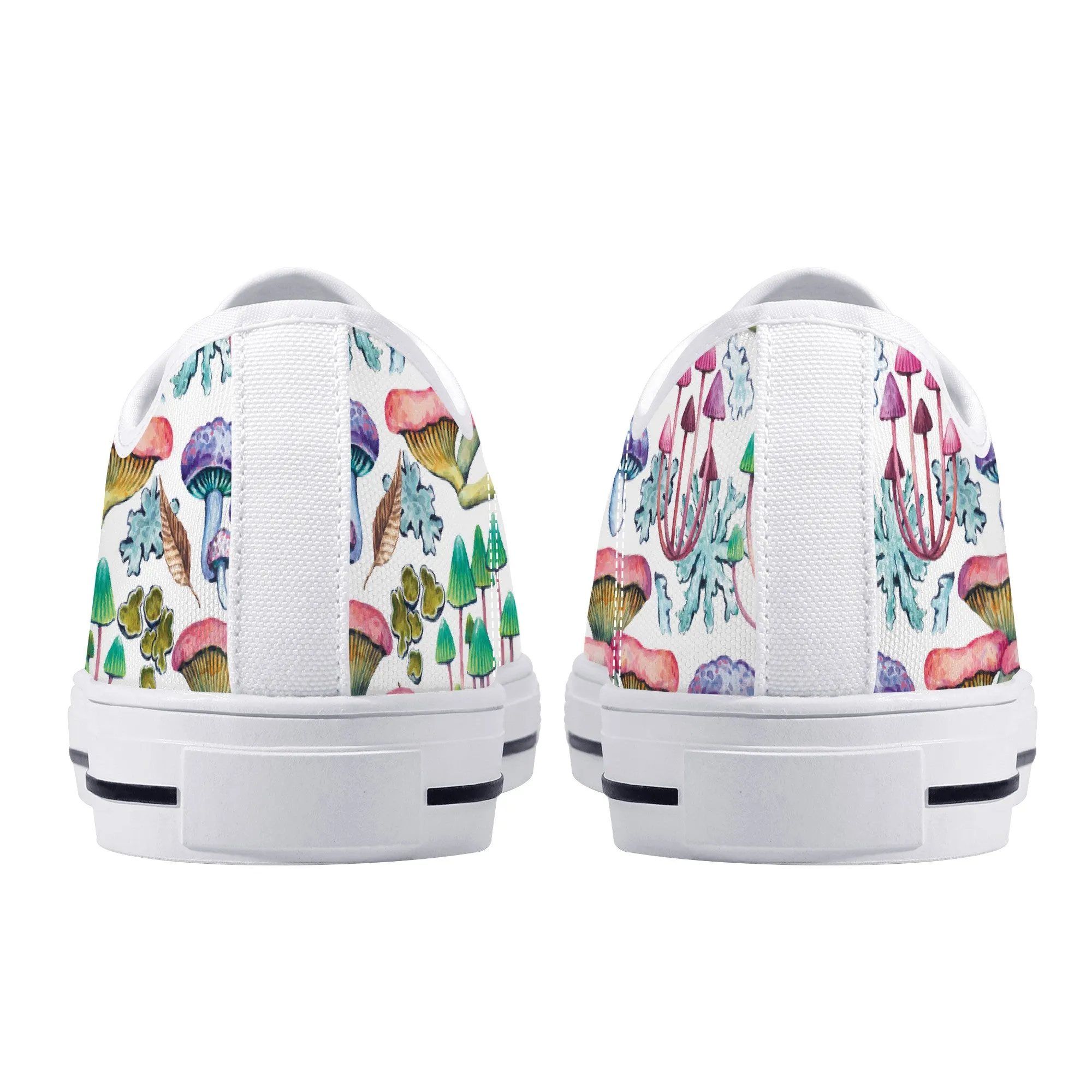 Psychedelic Mushroom Garden Print Canvas Sneakers