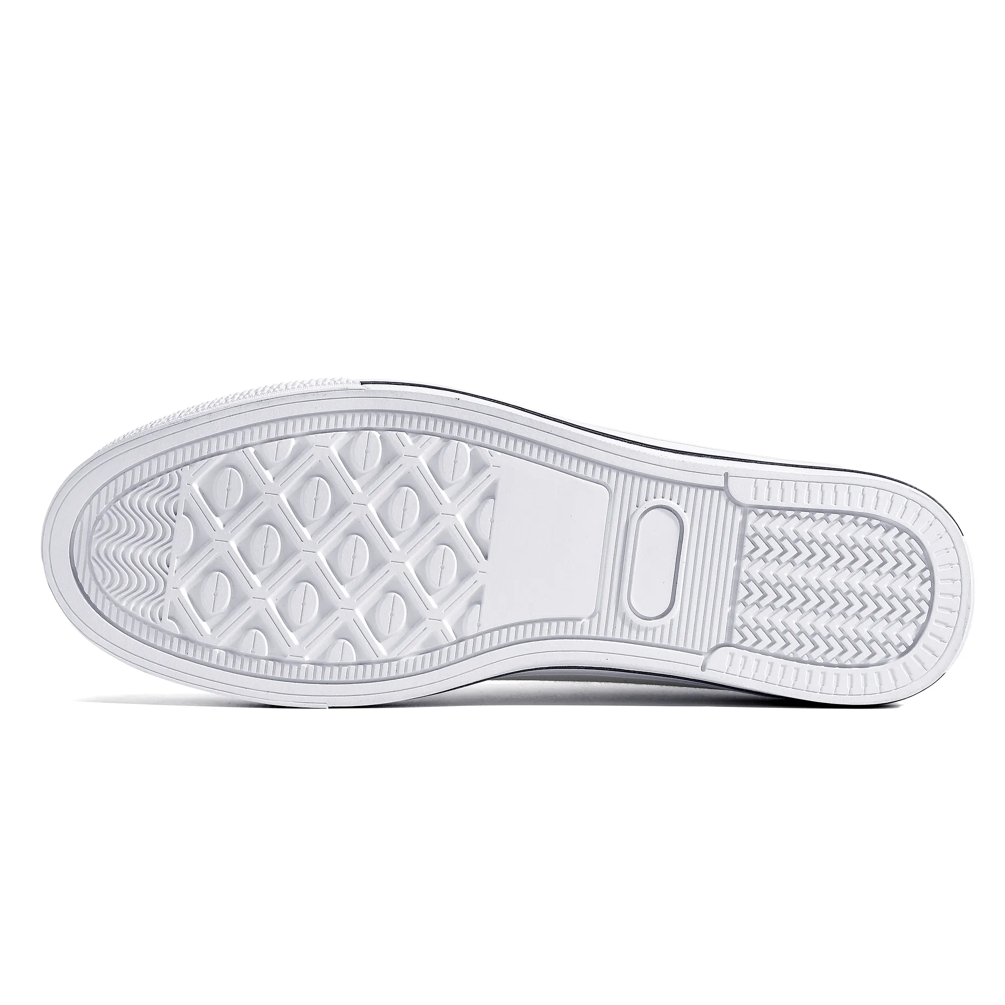 Real White Logo on Navy with Abstract Line Design Canvas Sneakers