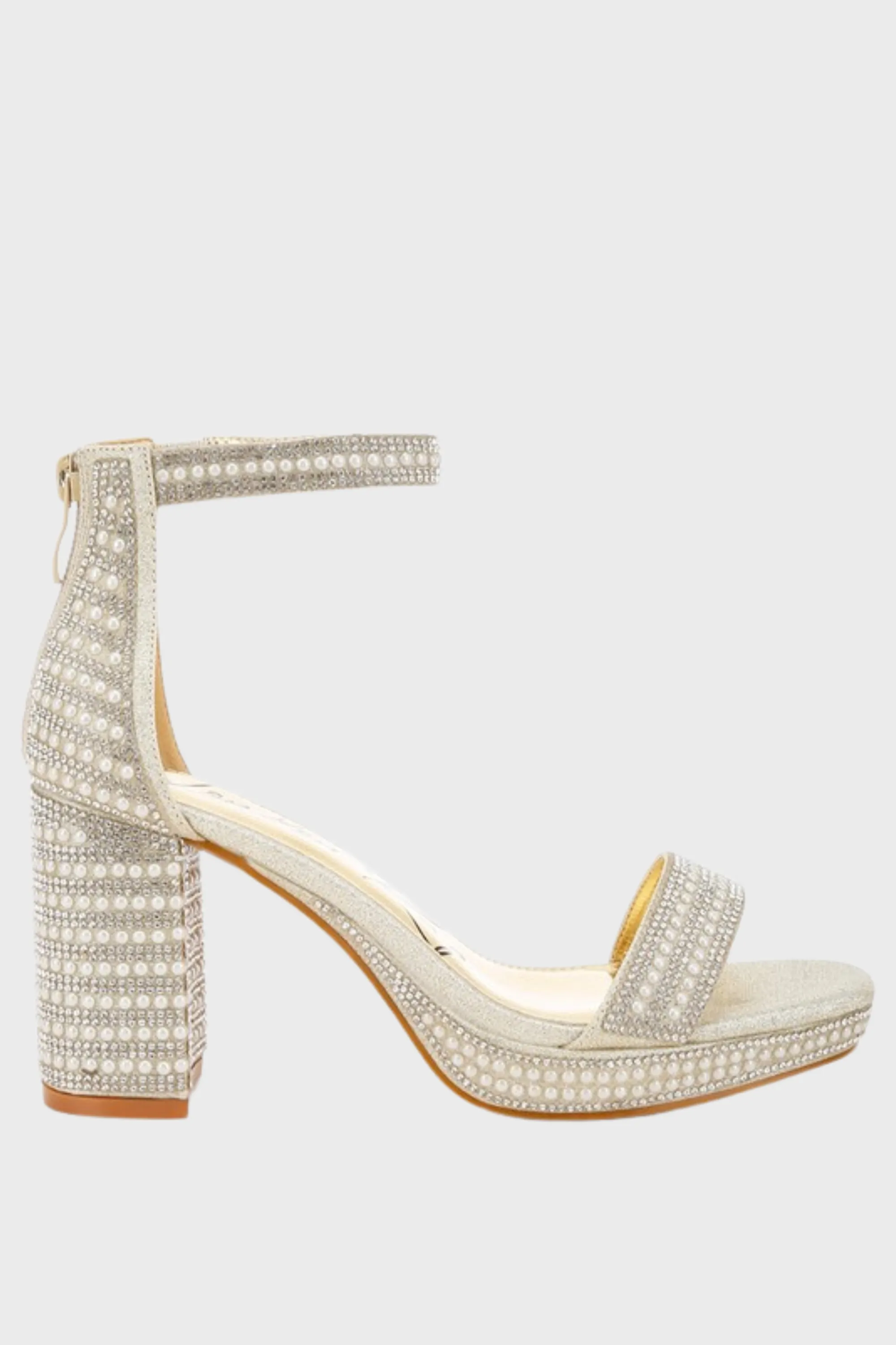 Rhinestones And Pearl Embellished Sandals