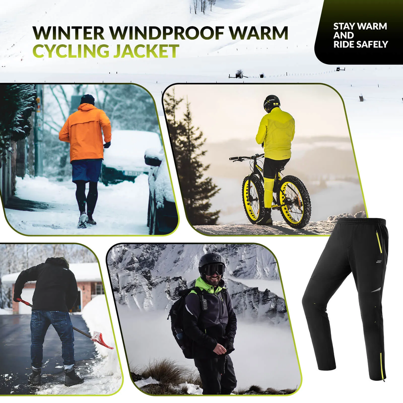 ROCKBROS Winter Windproof Thermal Cycling Trousers