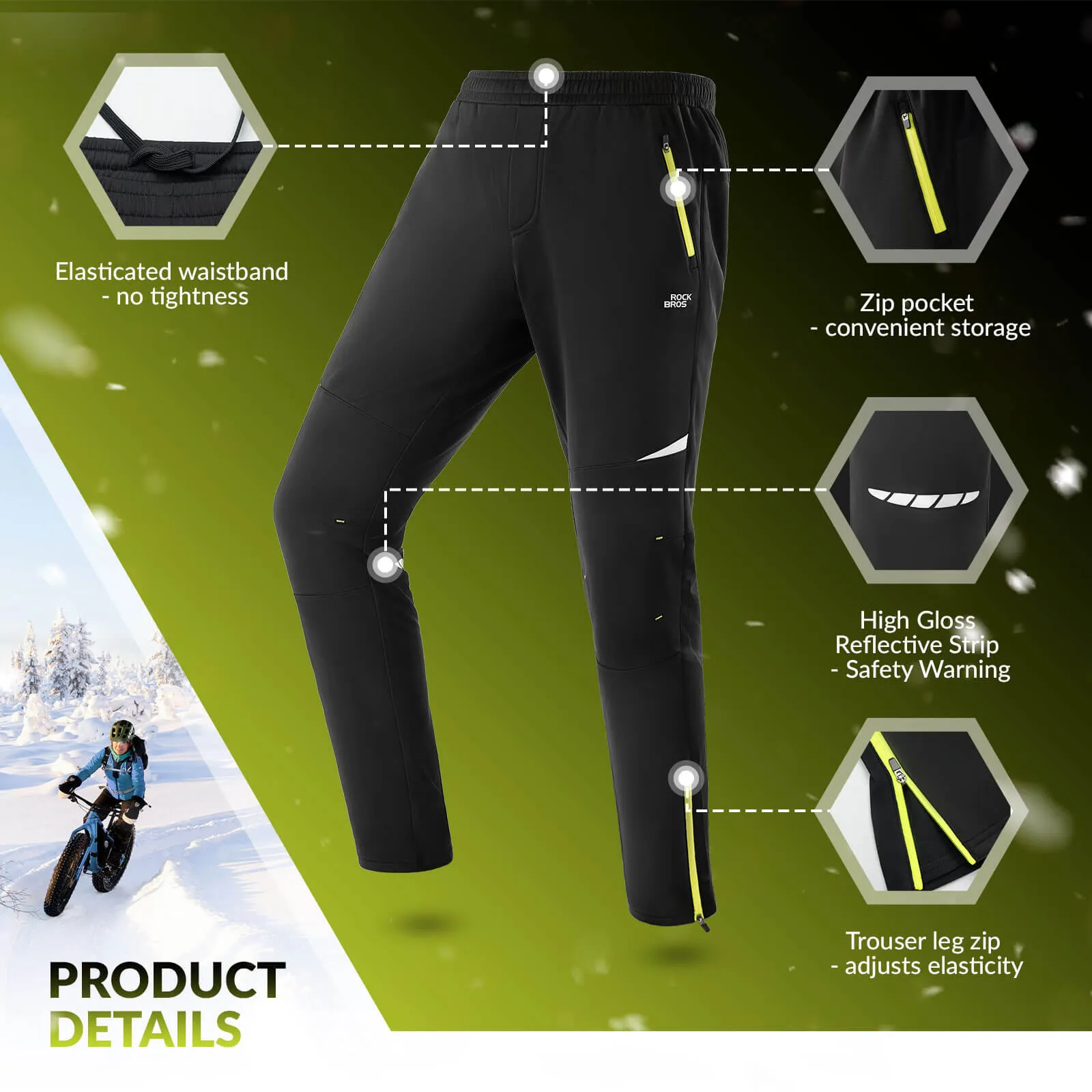 ROCKBROS Winter Windproof Thermal Cycling Trousers