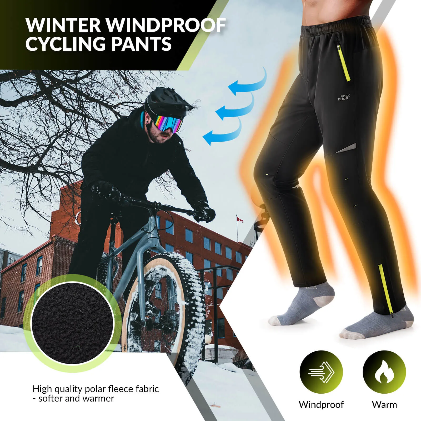 ROCKBROS Winter Windproof Thermal Cycling Trousers