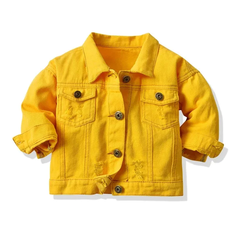 Spring Fall Buttons Down Denim Jackets Infant Casual Ripped Outerwear Coats Windbreaker Top