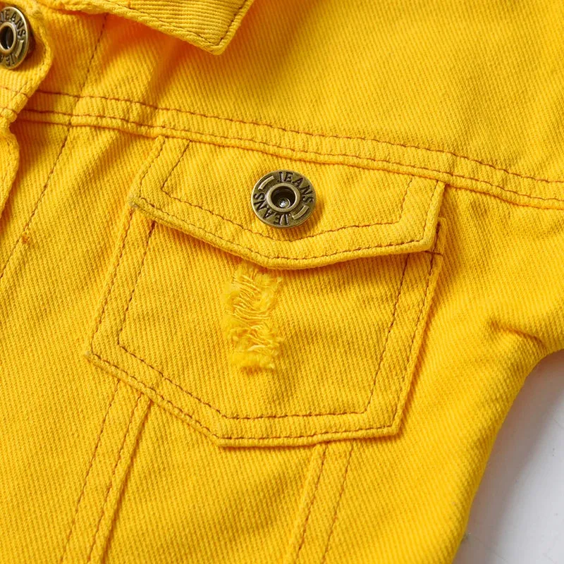 Spring Fall Buttons Down Denim Jackets Infant Casual Ripped Outerwear Coats Windbreaker Top