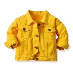 Spring Fall Buttons Down Denim Jackets Infant Casual Ripped Outerwear Coats Windbreaker Top