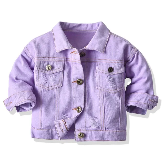 Spring Fall Buttons Down Denim Jackets Infant Casual Ripped Outerwear Coats Windbreaker Top