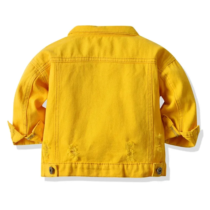 Spring Fall Buttons Down Denim Jackets Infant Casual Ripped Outerwear Coats Windbreaker Top