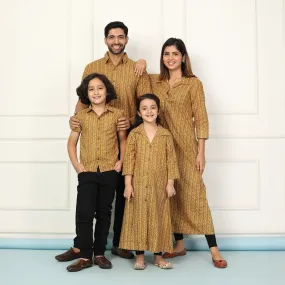 Stylish Mustard Gown with Matching Shirt: Family Matching Set
