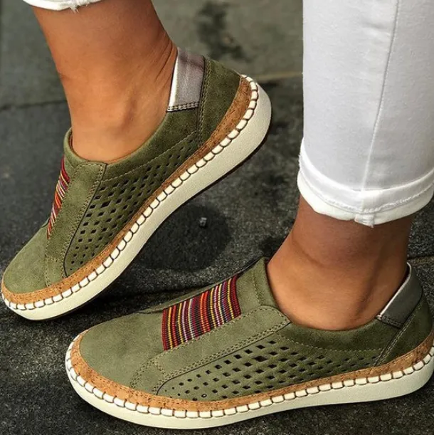 Suede Close Toe Multicolor Cutout Flats