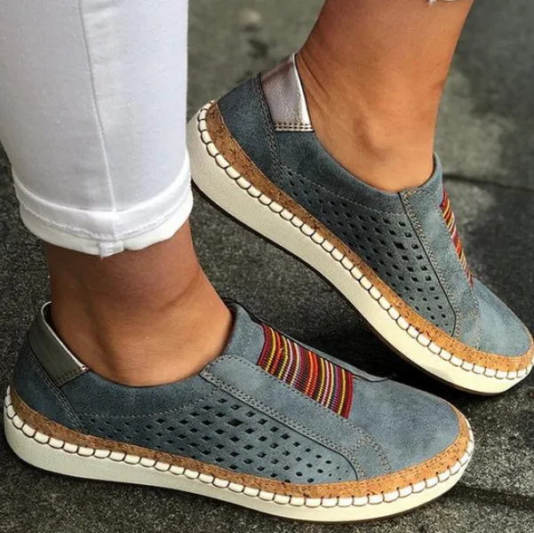 Suede Close Toe Multicolor Cutout Flats