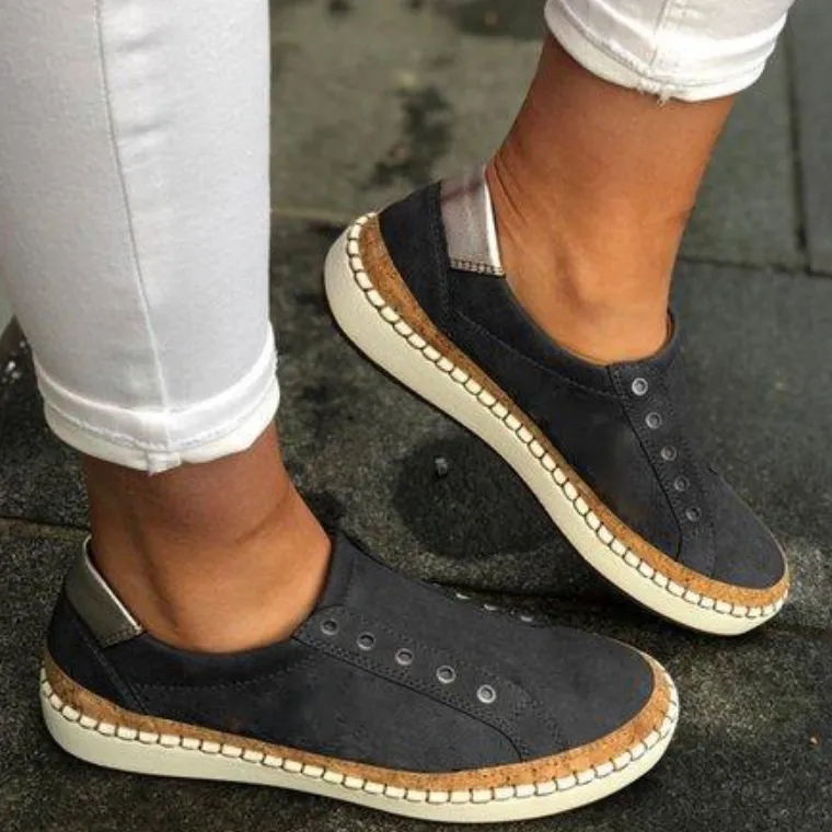 Suede Close Toe Multicolor Cutout Flats