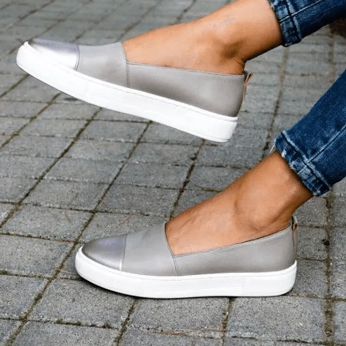Summer Leather Round Close Toe Flats