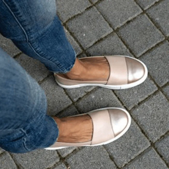 Summer Leather Round Close Toe Flats