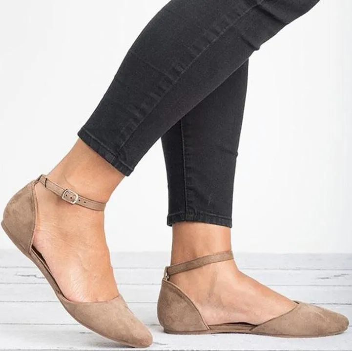 Summer Leopard Pointed Toe Buckle Suede Flats