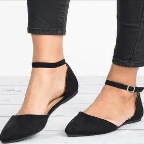 Summer Leopard Pointed Toe Buckle Suede Flats