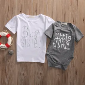 Summer New Casual Baby Letter Family Matching Sister-Brother